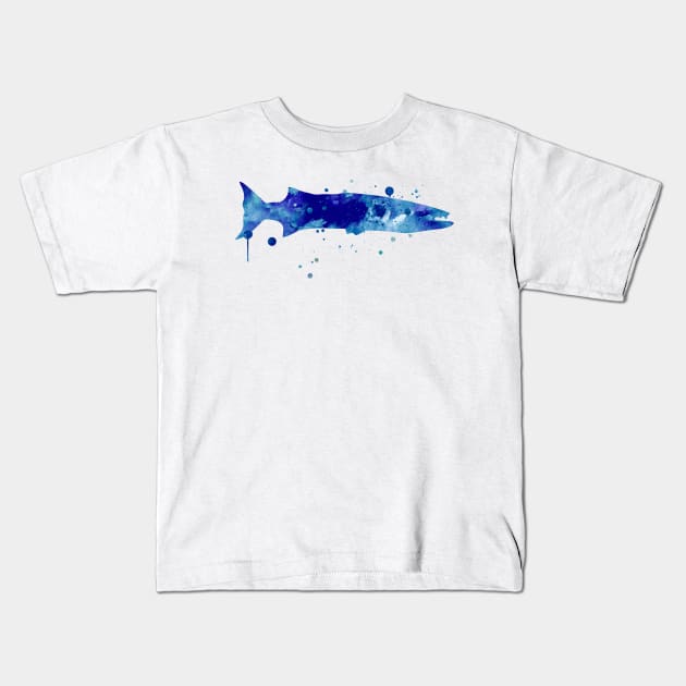 Barracuda Watercolor Painting Kids T-Shirt by Miao Miao Design